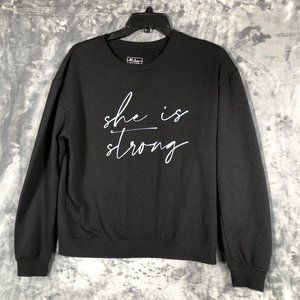 MIKEN Flow Sweatshirt Women’s Sweater Black She Is Strong Size Small